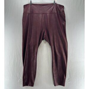 Simply Vera Vera Wang Faux Leather High Rise Leggings Size 2X Stretch Coated Red